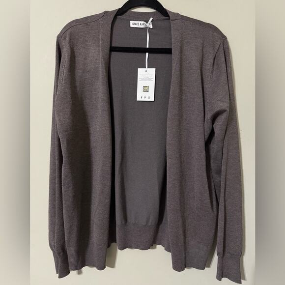 Grace Karin Sweaters - GRACE KARIN size XL brown open front button up soft knit cardigan long sleeve